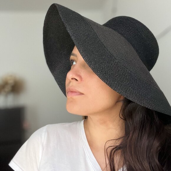 Patricia Underwood Sun Hat Black Rafia Wide Brim